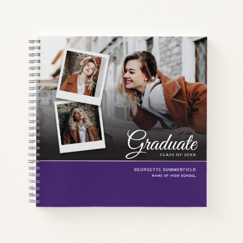 Graduation 2024 Party Grad Purple Photo Guest Notebook