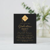 Graduation 2024 party topper black gold invitation postcard (Standing Front)