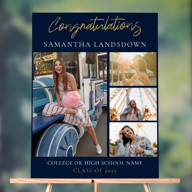 Graduation 2024 Photo Collage Acrylic Sign (Neutral)