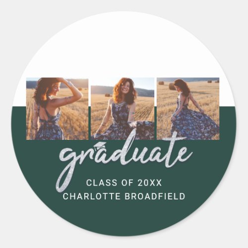 Graduation 2024 Photo Collage Grad Classic Round Sticker