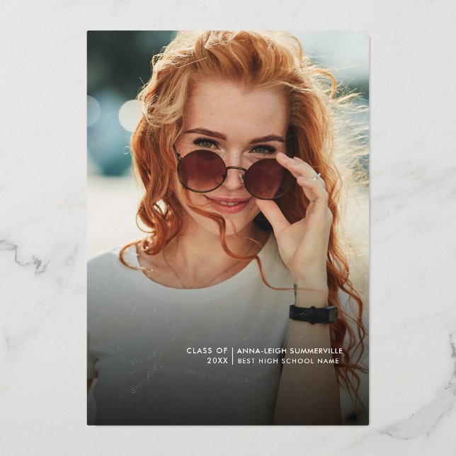 Graduation 2024 Photo Collage Grad Party Silver Foil Invitation (Front)