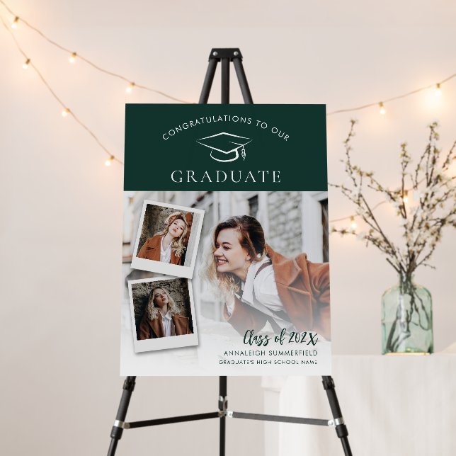 Graduation 2024 Photo Collage Green Grad Foam Board (In Situ (Stand))