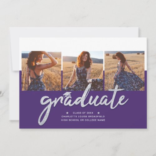 Graduation 2024 Photo Collage Purple Invitation