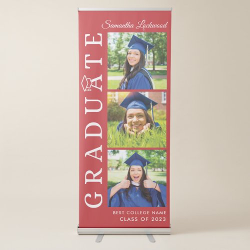Graduation 2024 Photo Collage Red and White Retractable Banner
