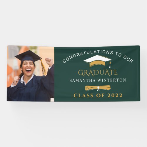 Graduation 2024 Photo Green Graduate Party Banner