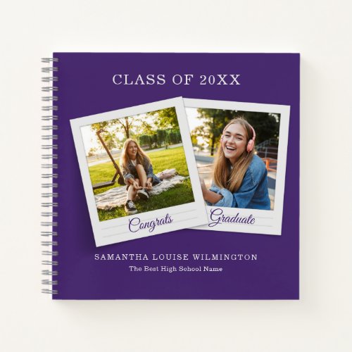 Graduation 2024 Photo Purple Graduate Guest Book