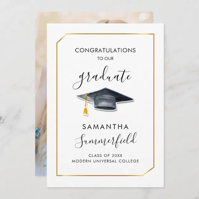 Graduation 2024 Photo Script Modern Grad Announcement | Zazzle