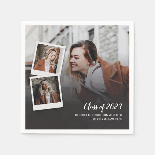 Graduation 2024 Photos Script Modern Grad Party Napkins