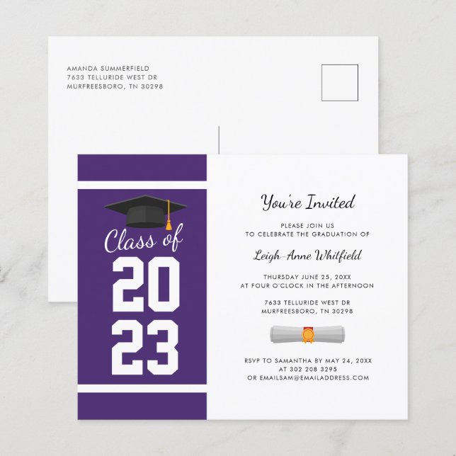 Graduation 2024 Purple Party Invitation (Front/Back)