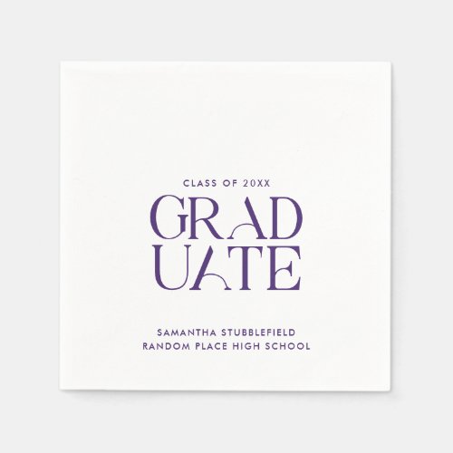 Graduation 2024 Purple Typography Party Napkins