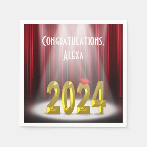 Graduation 2024 Red and Gold In Spotlight  Napkins