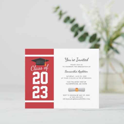 Graduation 2024 Red Graduate Party Invitation | Zazzle