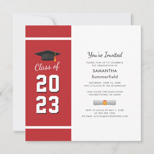 Graduation 2024 Red Graduate Photo Party Invitation (Front)