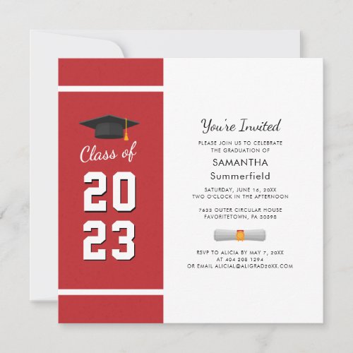Graduation 2024 Red Graduate Photo Party Invitation