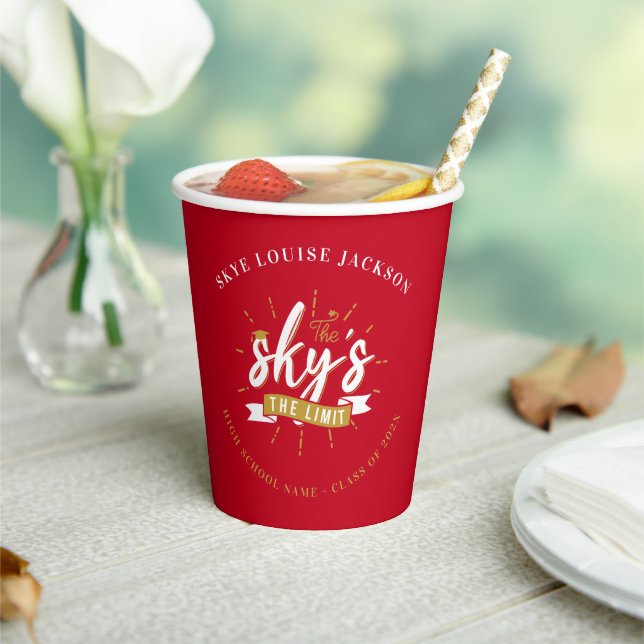 Graduation 2024 Red Modern Grad Party Paper Cups (Insitu)