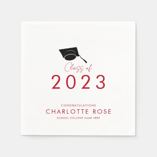 Graduation 2024 Red Script Grad Party Paper Napkins