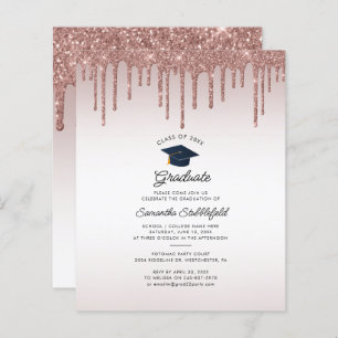 Graduation 2024 Rose Glitter Party Invitation