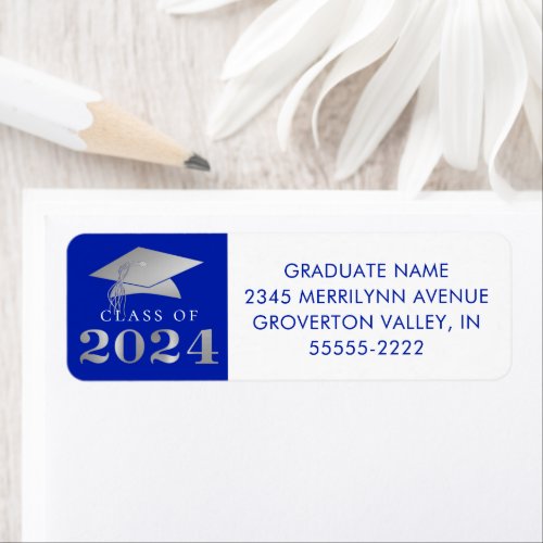  Graduation 2024 Royal Blue Faux Silver Label