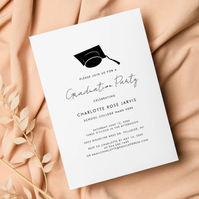 Grad Party Invite Script Graduation 2024 Script Elegant Grad Party Invitation | Zazzle