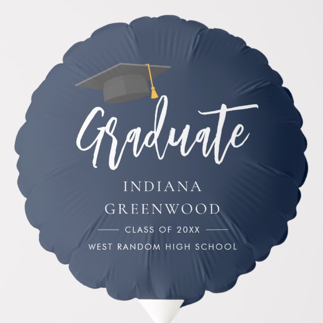 Graduation 2024 Script Navy Blue Party Balloon (Front)