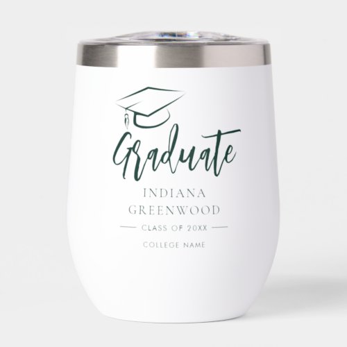 Graduation 2024 Script Personalized Grad Green Thermal Wine Tumbler