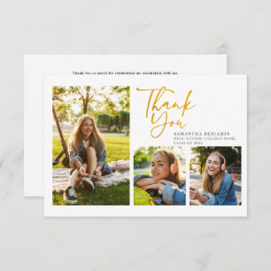 Graduation 2024 Simple Gold Hand-Lettered Graduate Thank You Card