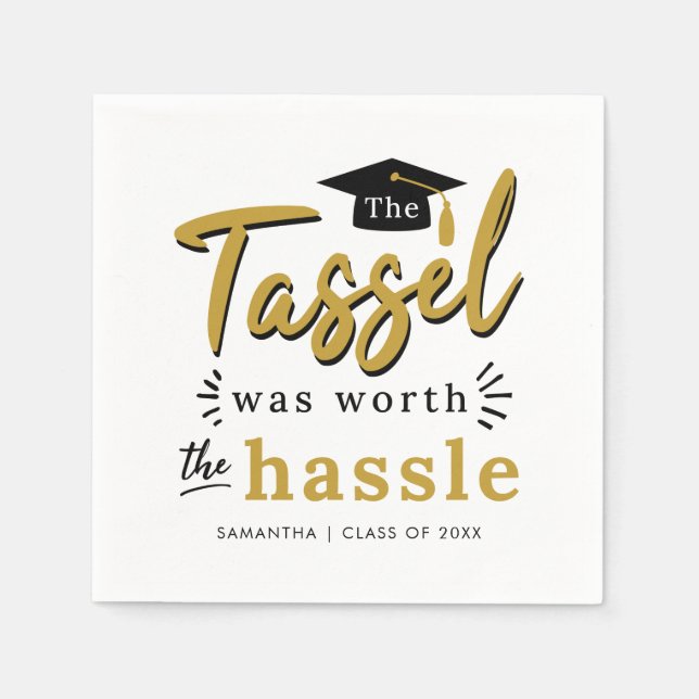 Graduation 2024 Tassel Was Worth the Hassle Paper Napkins (Front)