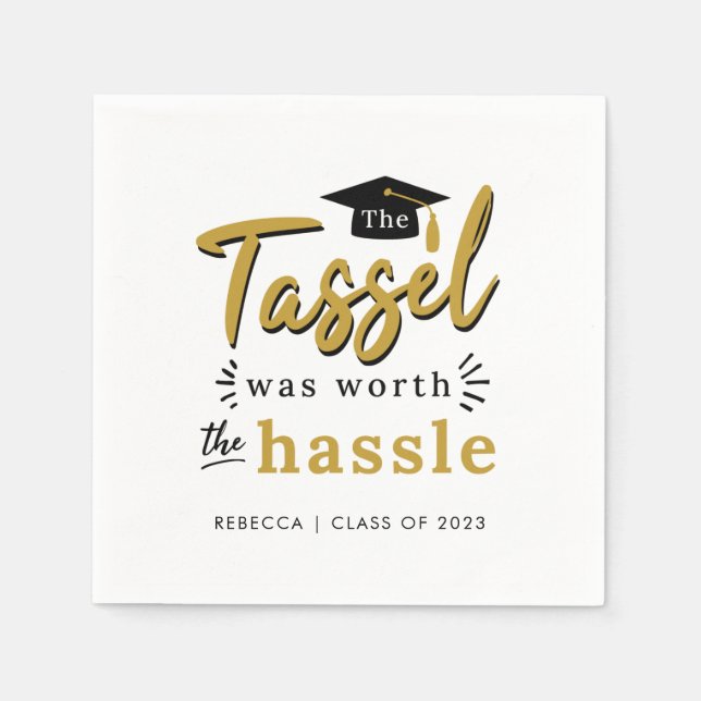 Graduation 2024 Tassel Was Worth the Hassle Party Napkins (Front)