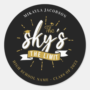 Graduation 2024 The Sky's The Limit Graduate Black Classic Round Sticker