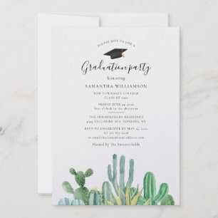 Graduation 2024 Watercolor Cacti Grad Party Invitation