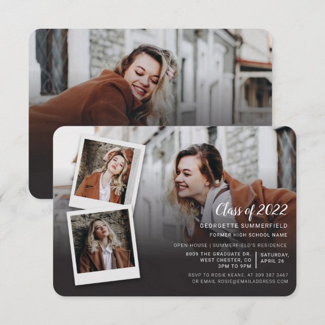 Graduation 2025 4 Photos Grad Party Invitation (Front/Back)