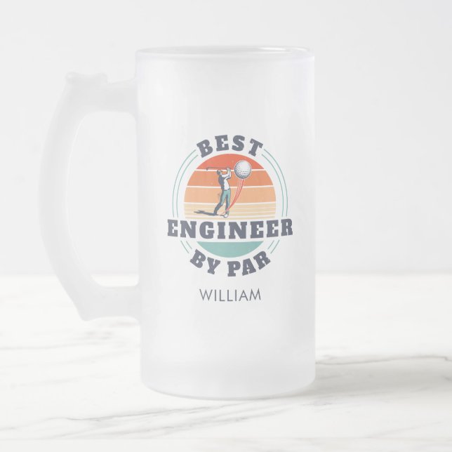 Graduation 2025 Best Engineer Graduate Custom Frosted Glass Beer Mug (Left)