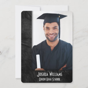 Graduation 2025 Black Leather Frame Invitation