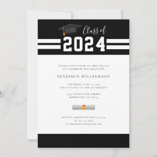 Graduation 2025 Black White Photo Invitation