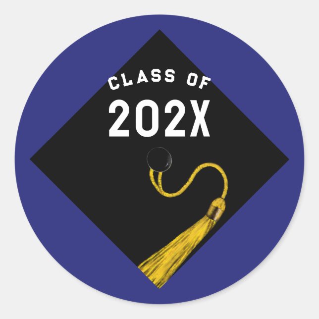 Graduation 2025 Blue Classic Round Sticker (Front)