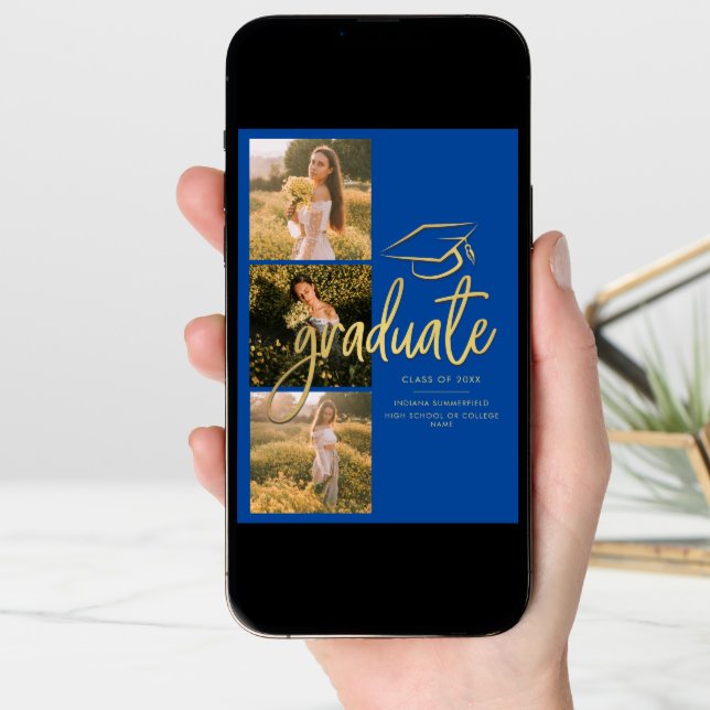 Graduation 2025 Blue Graduate Photo Collage Announcement (Front Digital)