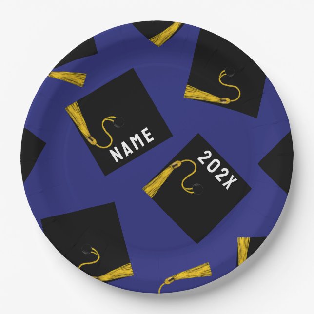 Graduation 2025 Blue Party Paper Plates (Front)