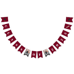 Graduation 2025 Burgundy Photos Grad Party Bunting Flags