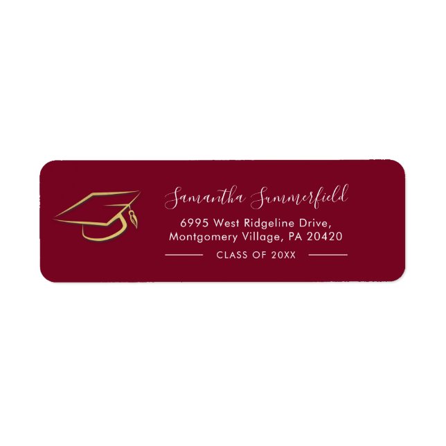 Graduation 2025 Burgundy Return Address Label (Front)