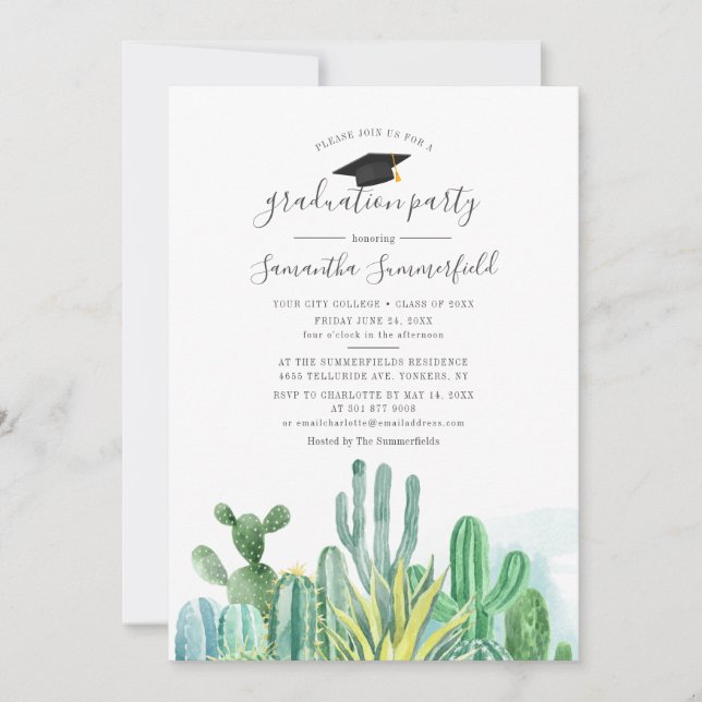 Graduation 2025 Cacti Grad Party Invitation (Front)