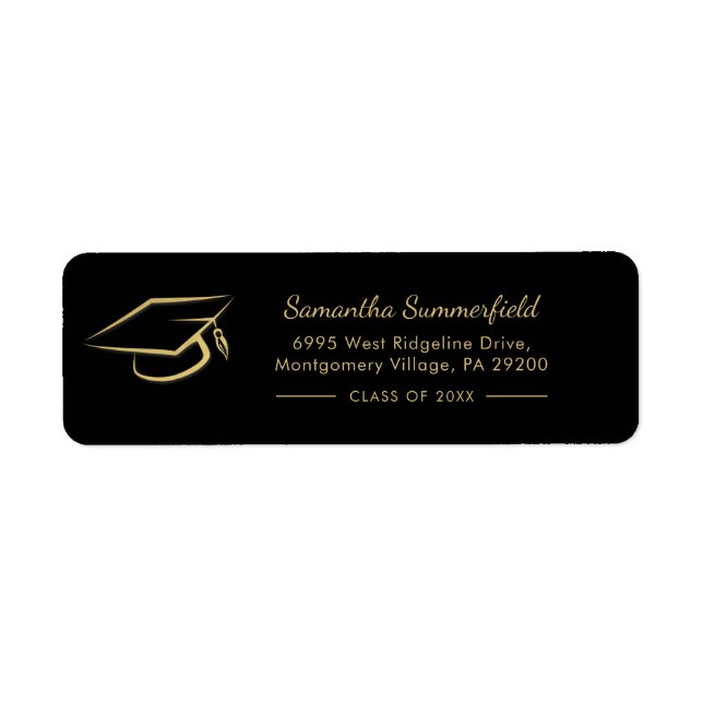 Graduation 2025 Cap Graduate Script Return Address Label (Front)