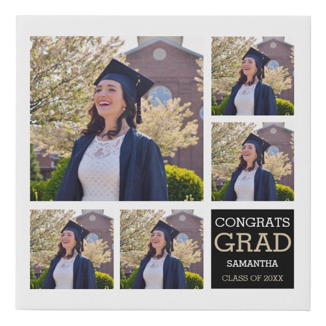 Graduation 2025 Congrats Grad 5 Photo Collage  Faux Canvas Print (Front)
