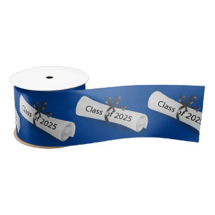 Graduation 2025 Diploma On Blue Satin Ribbon