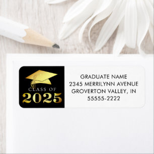 Graduation 2025 Elegant Faux Gold Foil Black Label