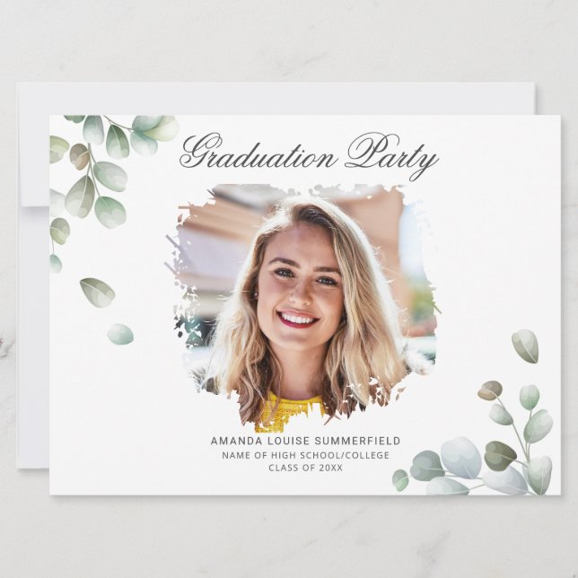 Graduation 2025 Eucalyptus Grad Photo Party Invitation (Front)