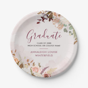 Graduation 2025 Floral Grad Party Paper Plates