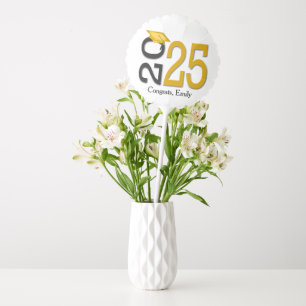 Graduation 2025 Gold and Black with Name Balloon