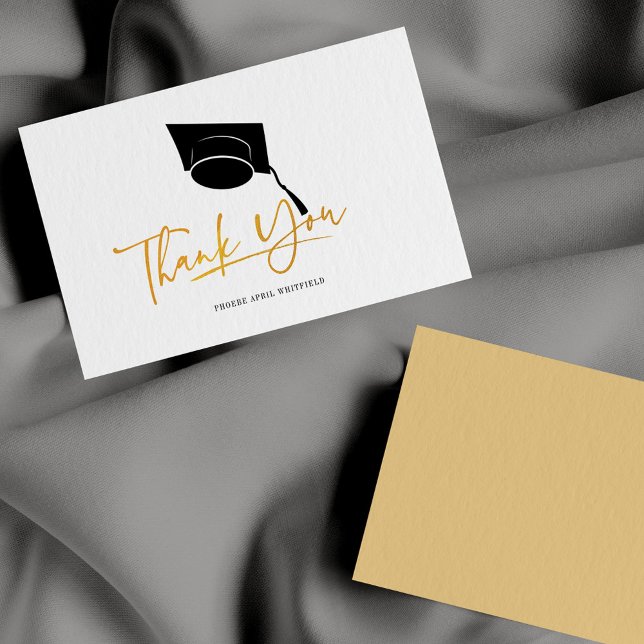 Graduation 2025 Gold Script Grad Thank You Note Card (Creator Uploaded)