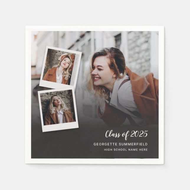 Graduation 2025 Grad Photos Party Paper Napkins (Front)