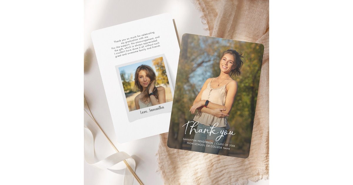 Graduation 2025 Graduate Photo Grad Thank You Card | Zazzle